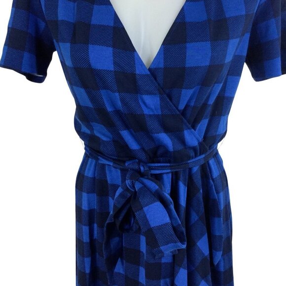 Draper James Buffalo Plaid Wrap Dress Womens Nassau Navy Size XS NWT - Picture 6 of 10